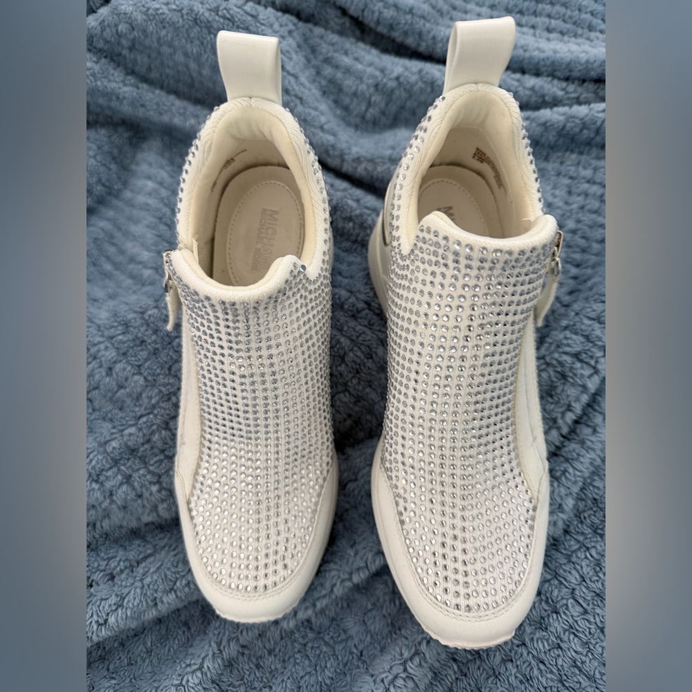 Michael Kors White Rhinestone Sneakers